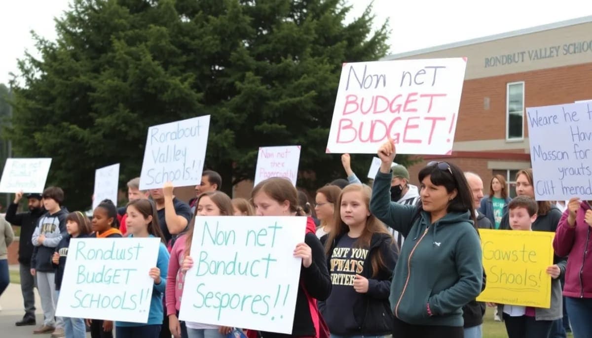 Students rallying against budget cuts at Rondout Valley Schools.