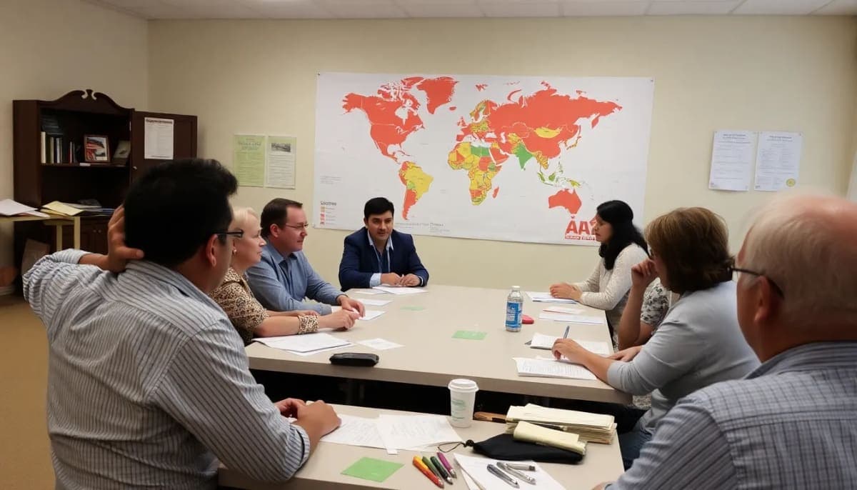 Westchester community gathering discussing foreign policy issues.