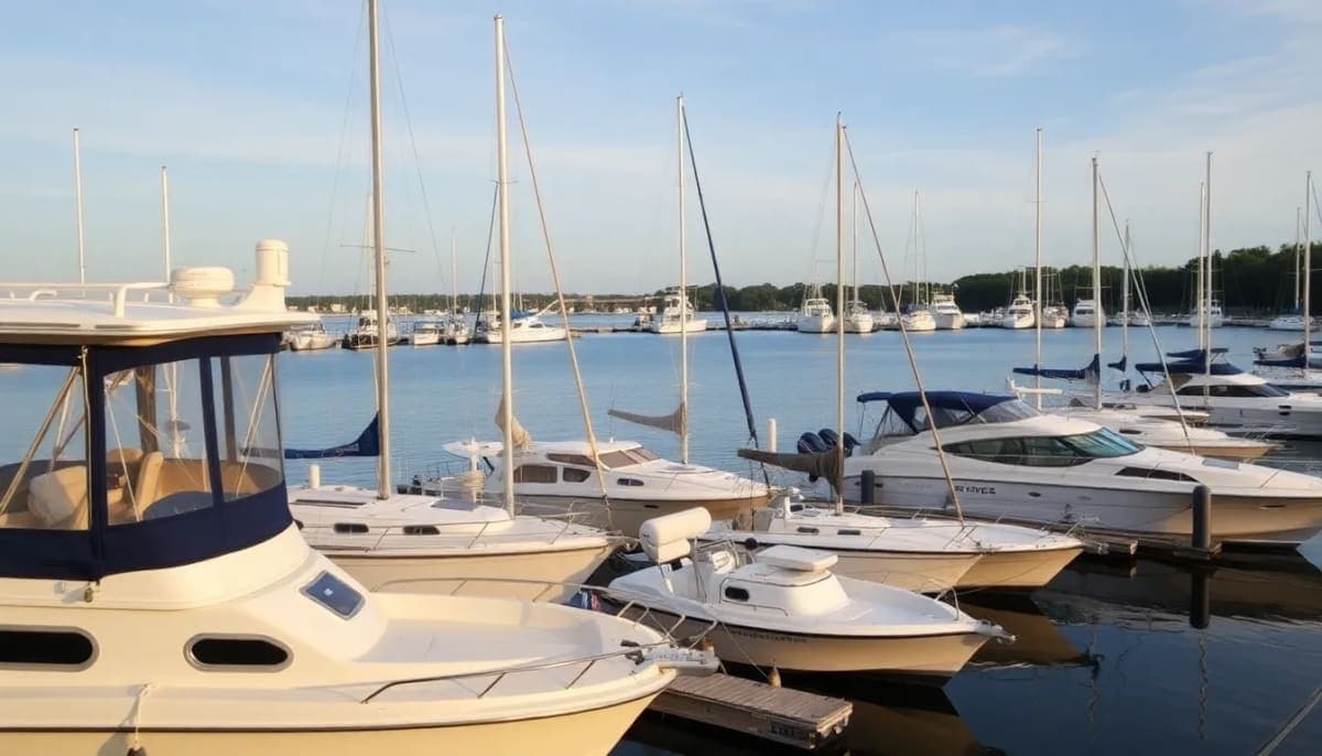New Rochelle Marina with boats and families enjoying the waterfront.