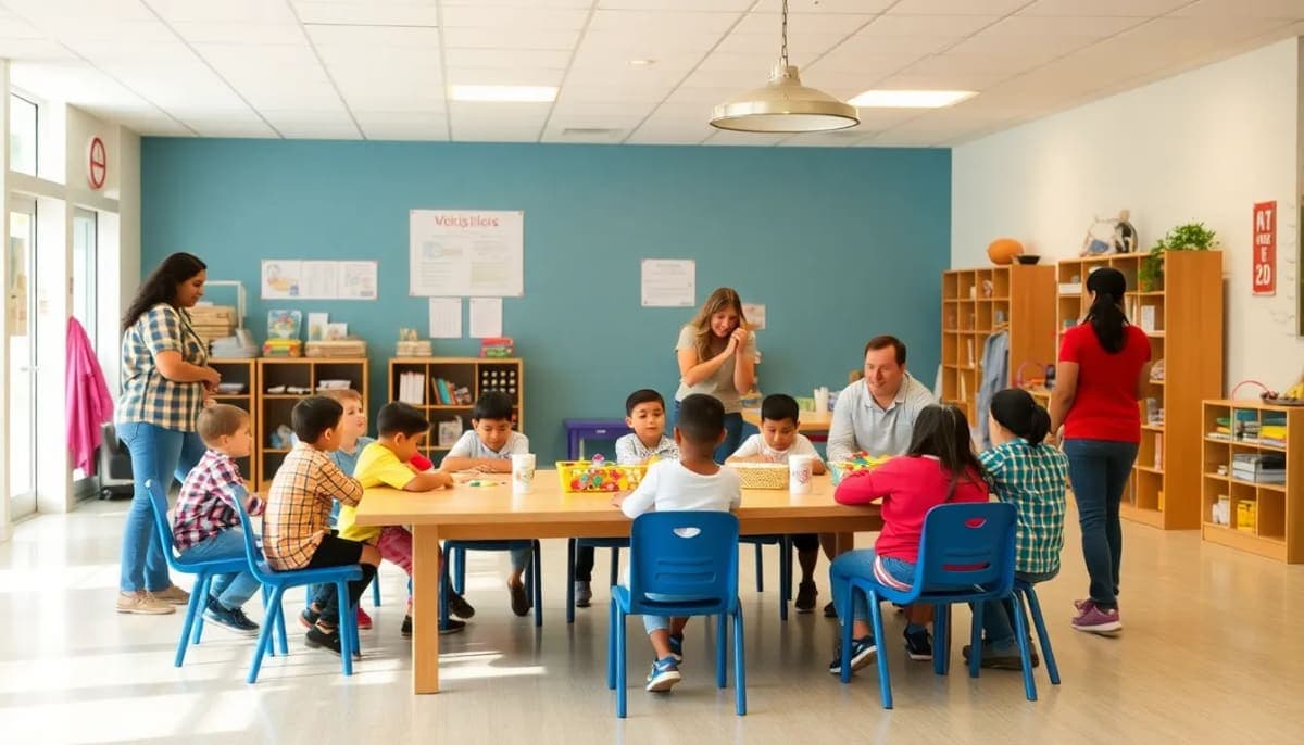 Community family center in Westchester with families engaging in activities.
