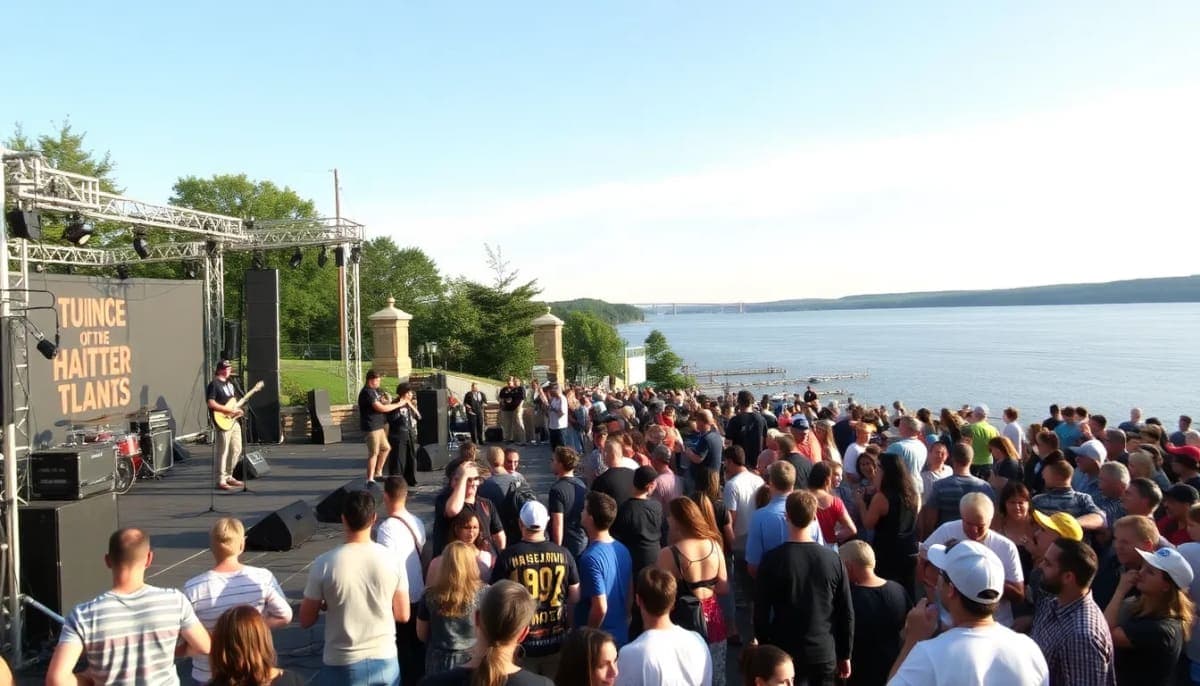 Outdoor music festival at Croton Point Park with a large crowd and performers.