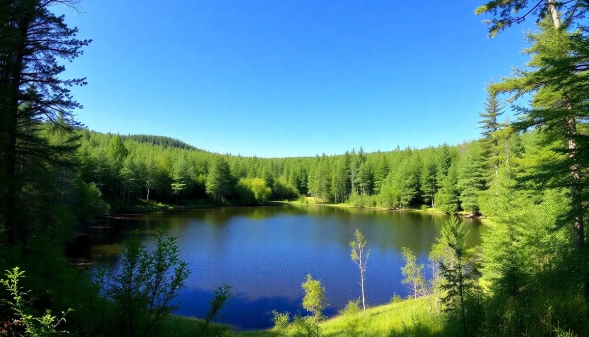Brown's Pond watershed with forest surroundings in Westchester County.