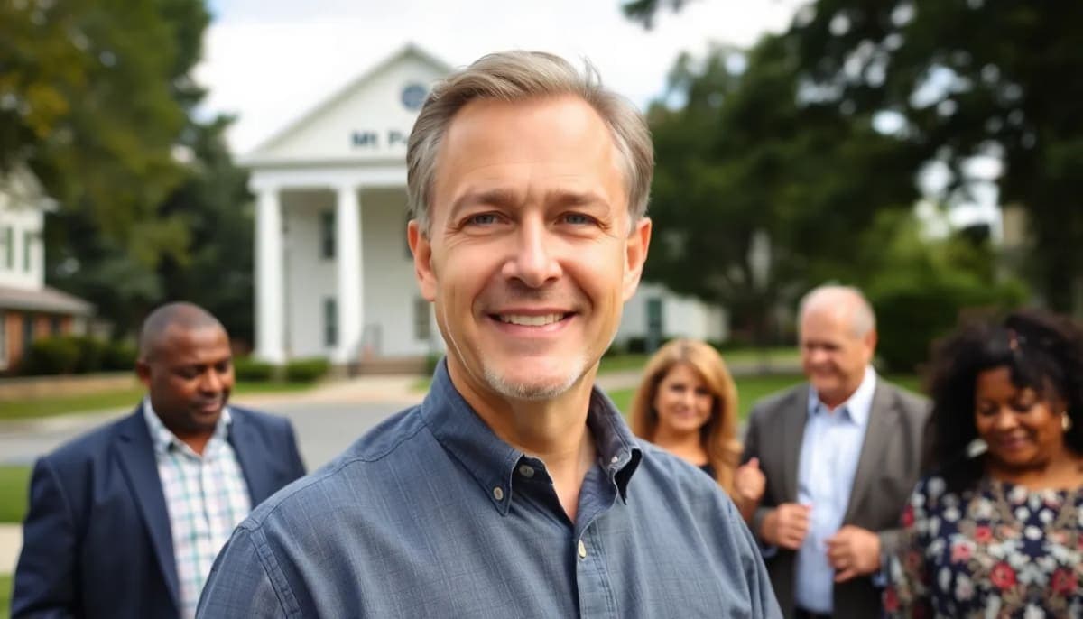 Tom Abinanti campaigning in Mt. Pleasant neighborhood, engaging with community members.