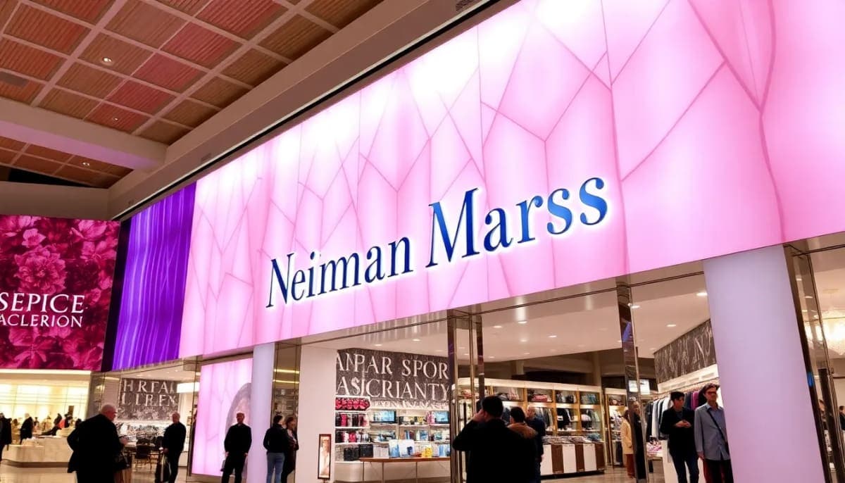 Interior view of Neiman Marcus featuring luxury goods in Westchester Mall.