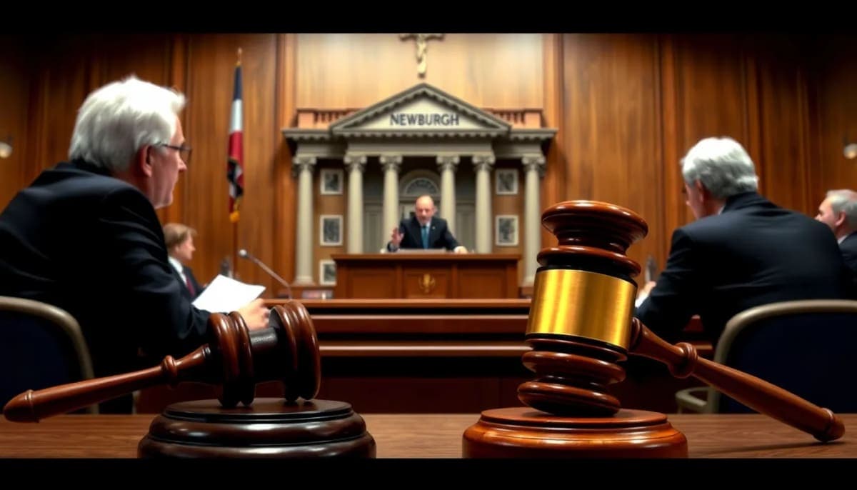 Judge in a Newburgh courtroom addressing election-related case.