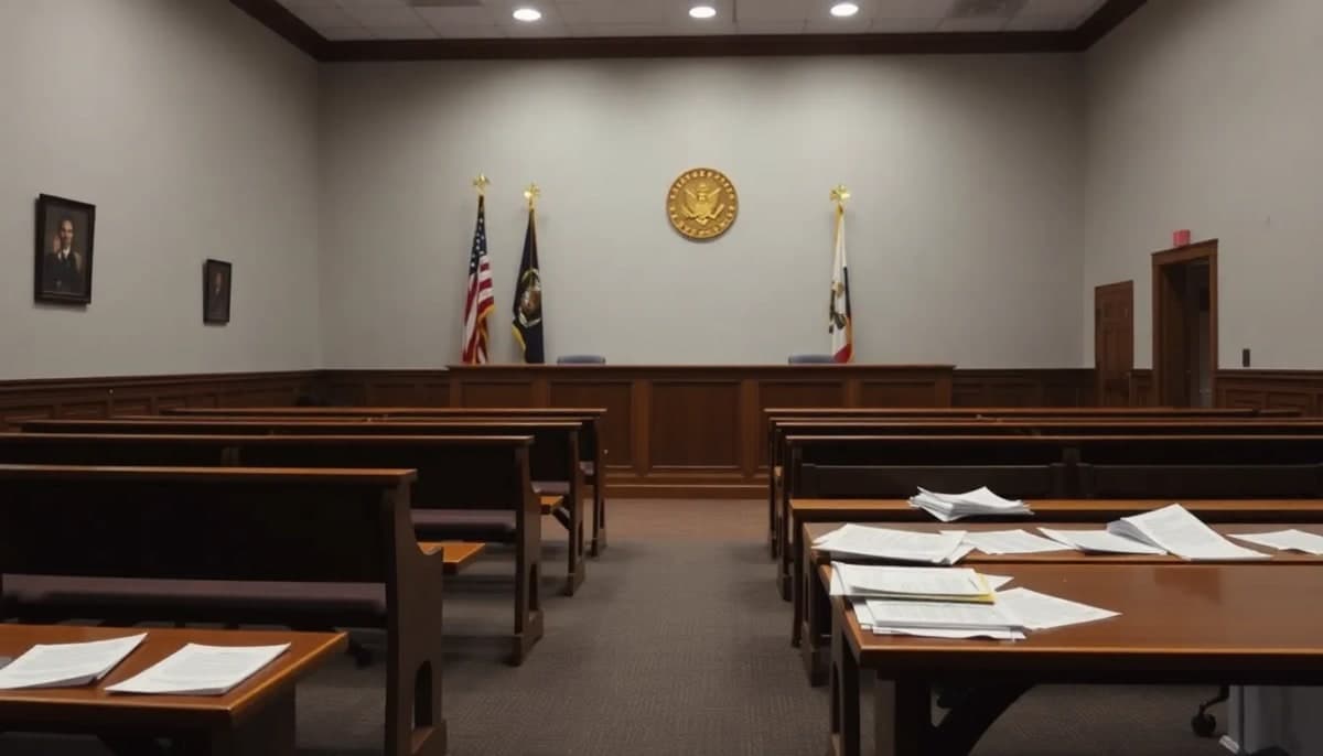 Empty courtroom in Mahopac, reflecting community concerns over justice.