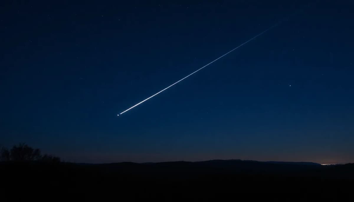 Night sky in Westchester County with a bright naked-eye comet visible.