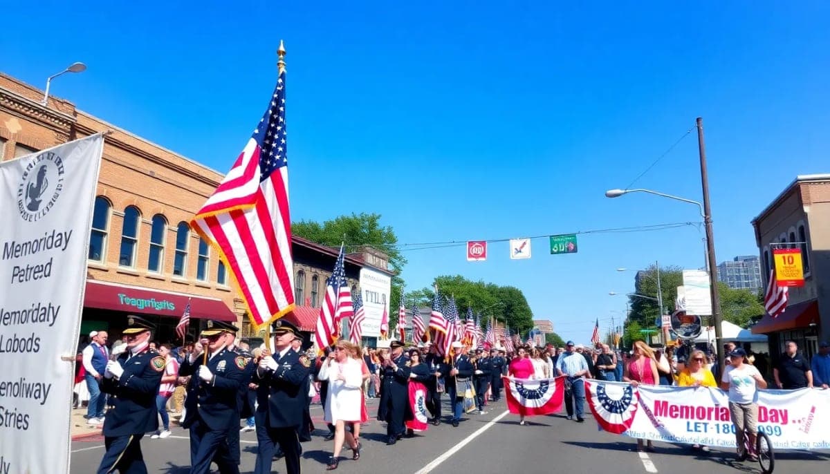 Newburgh Memorial Day parade with veterans and community members.