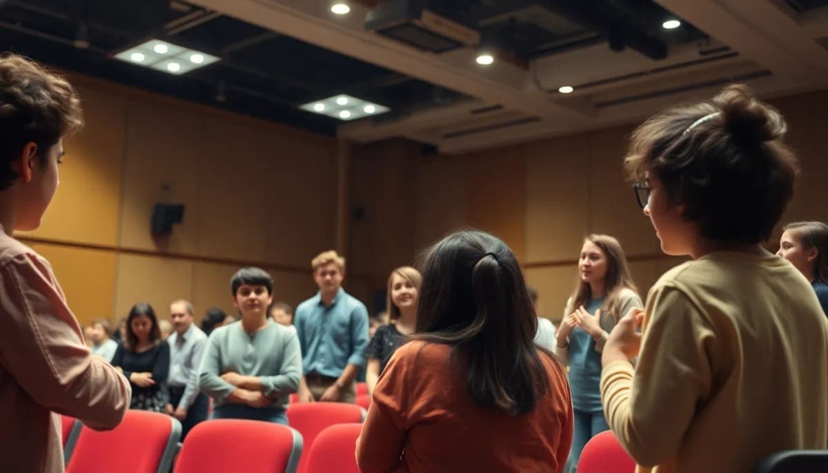 Students participating in a theatre workshop led by a Broadway star at BHS.