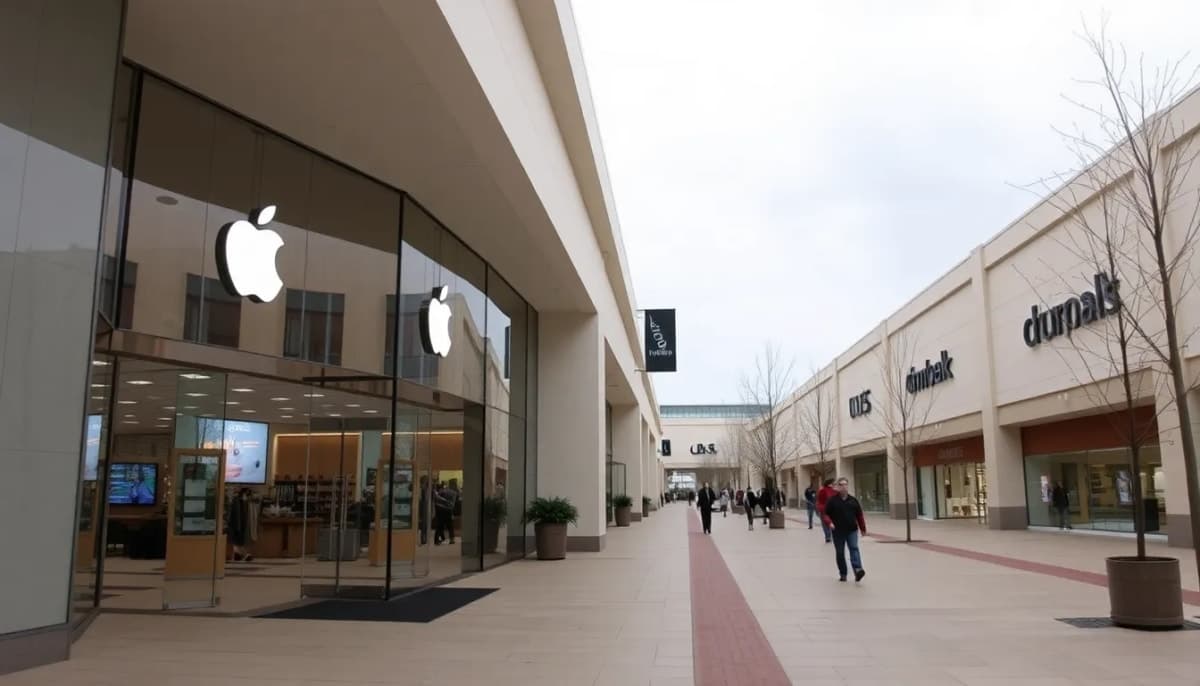 Exterior view of the Apple Store at Trumbull Mall.