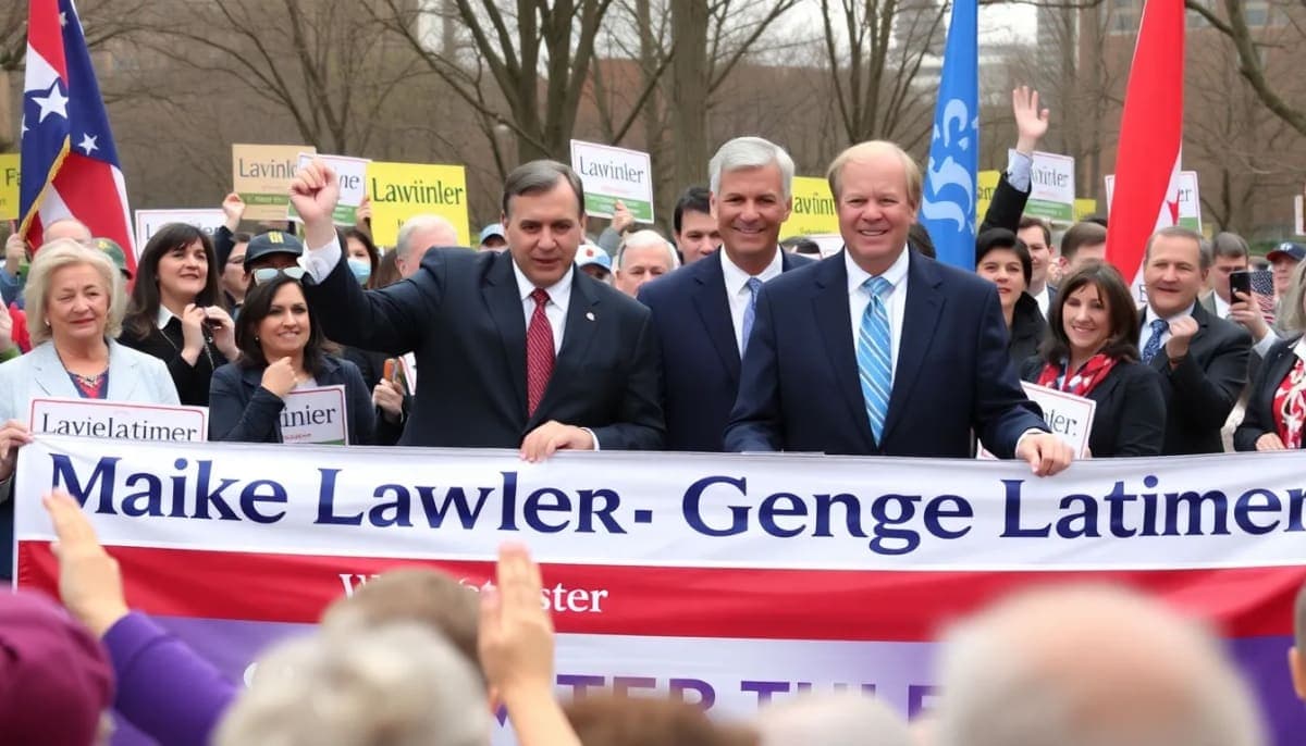 Lawler and Latimer at their campaign launch event in Westchester with supporters.
