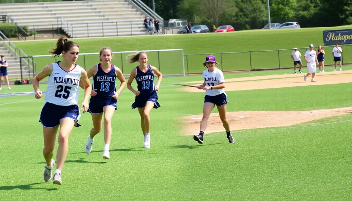 Action shots of Pleasantville girls lacrosse and Mahopac baseball in vibrant play.
