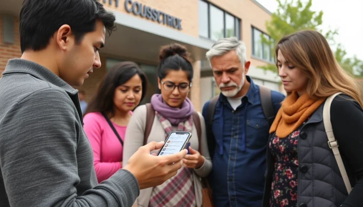 Parents discussing concerns about school district social media posts.