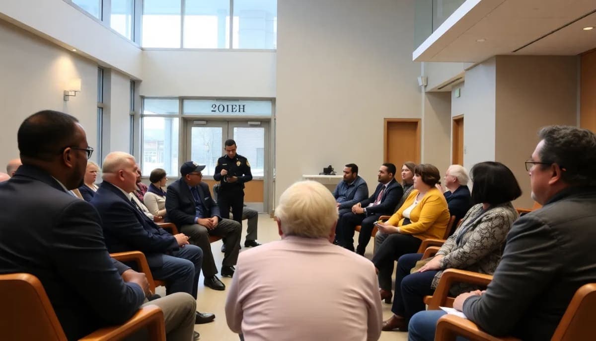 Community meeting in Westchester discussing police transparency and accountability.