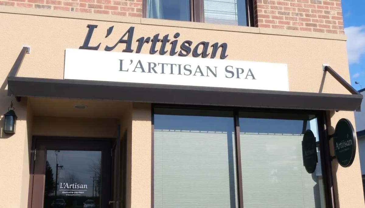 Exterior view of L’Artisan Spa in Newburgh, NY, highlighting its inviting atmosphere.