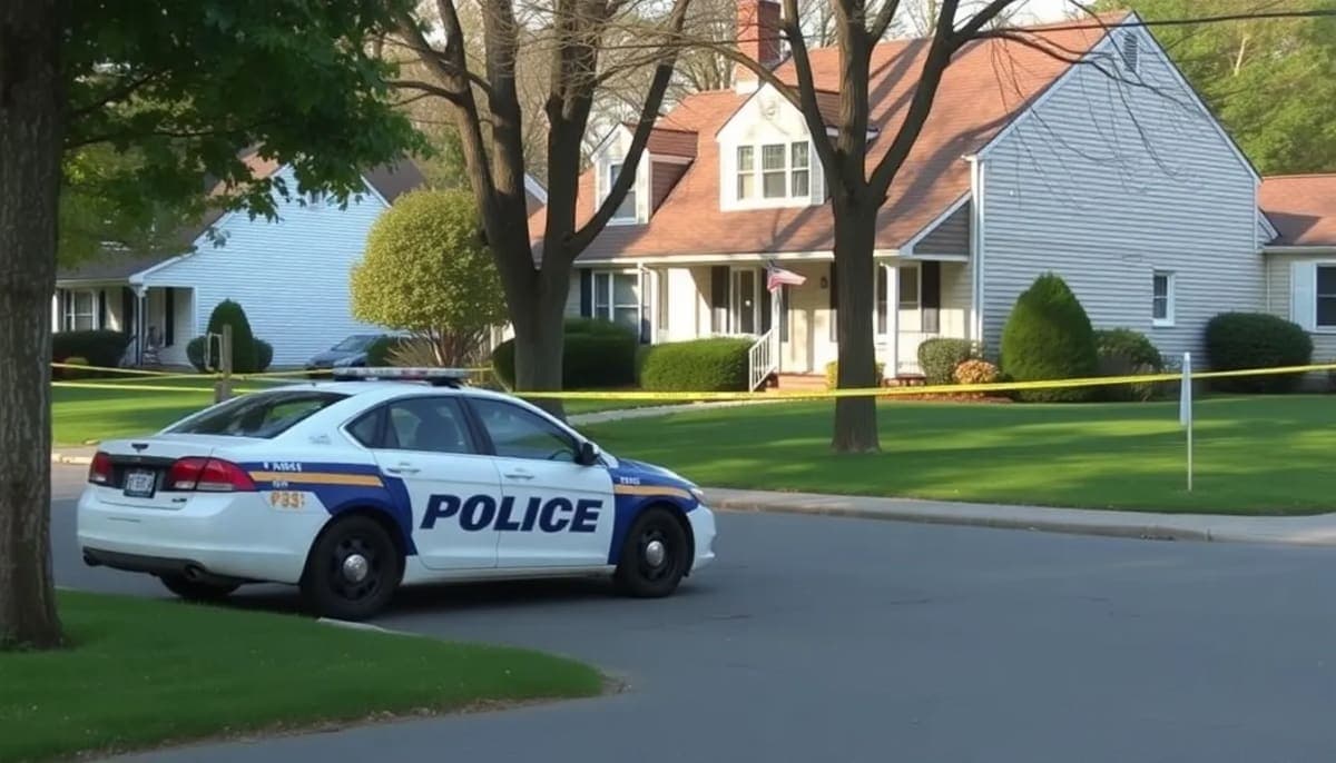 Suburban neighborhood in Hudson Valley with police presence.