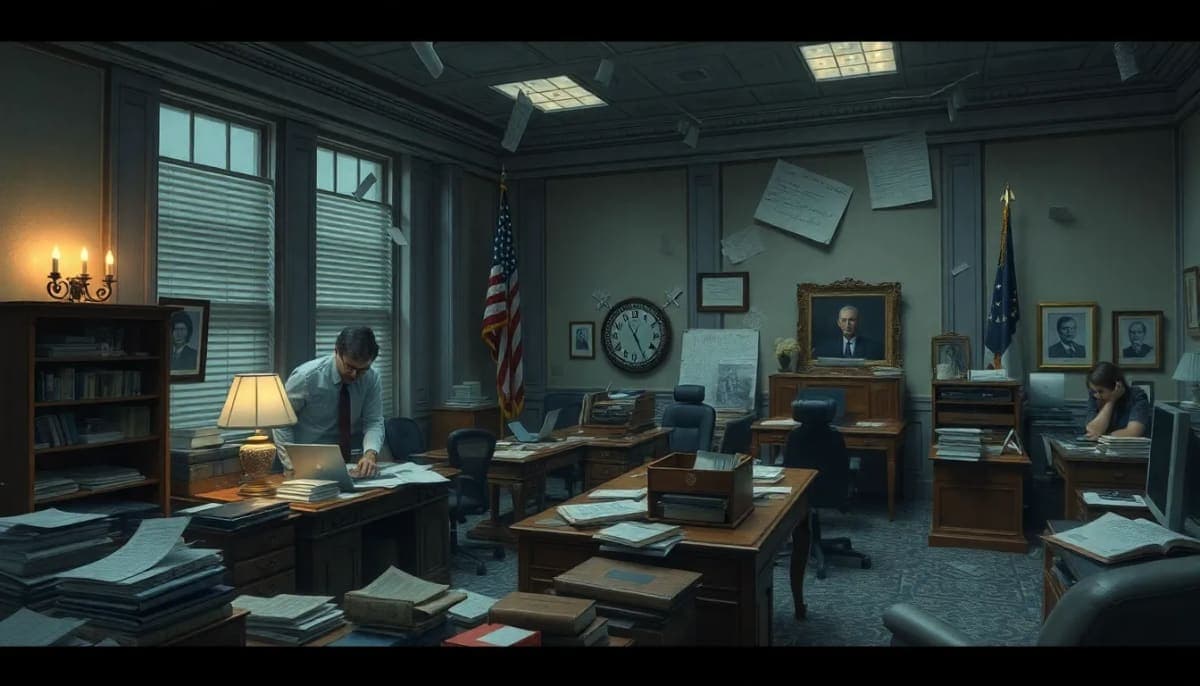 Editorial photo of a congressional office reflecting political changes.