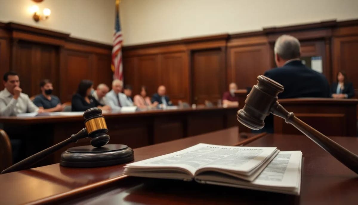 Courtroom scene showing jury deliberations in a local case.