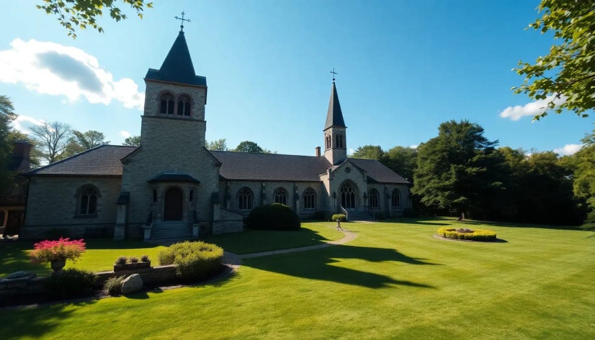 A Dutchess County monastery showcasing natural beauty, representing ongoing legal battles.